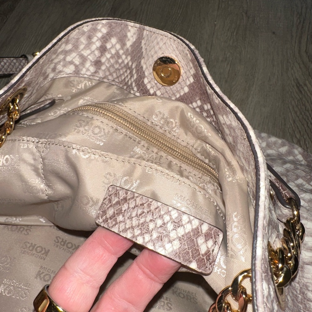 Michael Kors Jet Set Chain Dark Sand Python Large… - image 8